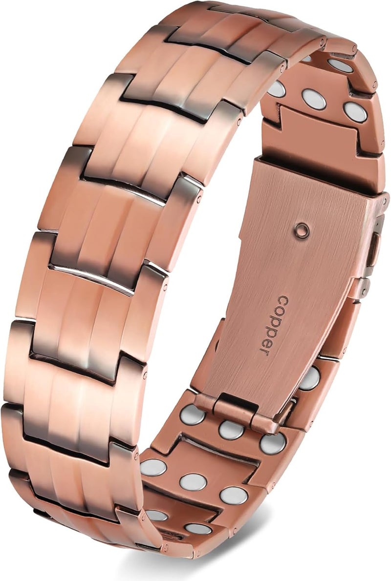 Feraco Copper Bracelet for Men 3X Strength,Magnetic Therapy Bracelet Copper Jewelry with Powerful 3800 Gauss Magnets - Image 1